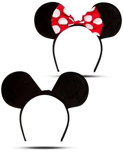Dreamzfit - 2 Stück Mickey Mouse & Minnie Maus Ohr Stirnband für Erwachsene Unisex Geburtstag Halloween Party Junggesellenabschied Party Dekoration Verkleidung Maus Kostüm Zubehör von Dreamzfit