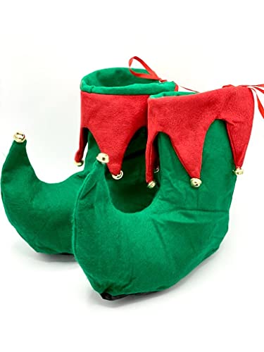 Dreamzfit - Elfenmütze mit Ohren und Elfen für Erwachsene – für Männer und Frauen – für Weihnachten (Elfenschuhe mit Glöckchen) von Dreamzfit