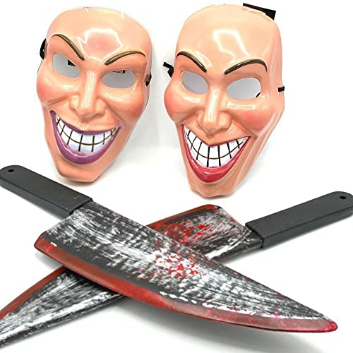 Dreamzfit - Erwachsene Halloween Horror Paar Purge Smile Maske mit 2 blutigen Spielzeugen für Festival Party Maskerade Cosplay Killer Gruselmaske Männer Frauen, Braun, (Einheitsgröße) von Dreamzfit