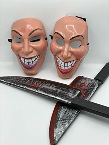 Dreamzfit - Erwachsene Unisex The Purge Masken für Paare, Böser Grin-Killer Gesicht Design Maske mit blutigem Spielzeug Halloween Verkleidung Einheitsgröße Horror Scary Purge Maske Zubehör von Dreamzfit