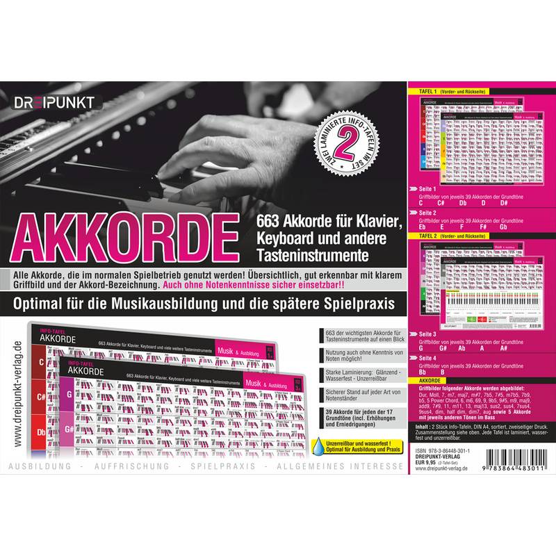 Akkorde, 2 Info-Tafeln für Tasteninstrumente von Dreipunkt Verlag
