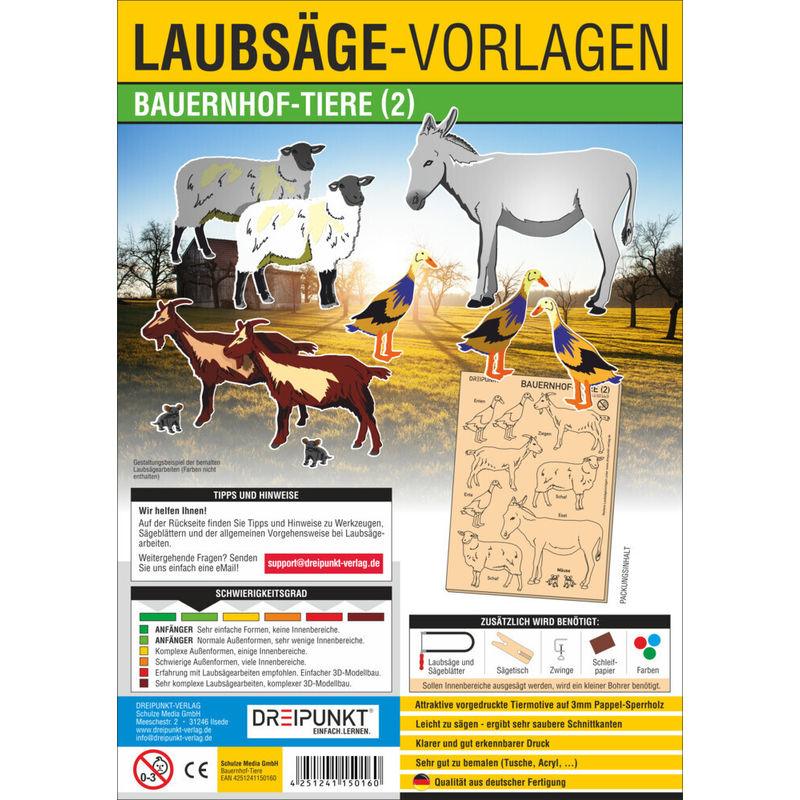 Laubsägevorlage Bauernhof-Tiere. .2..2 von Dreipunkt Verlag