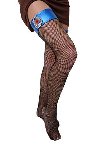 DRESS ME UP WZ-008-black Damenstrümpfe Strümpfe Netzstrümpfe Overknees Polizei Polizistin schwarz blau Marke von DRESS ME UP