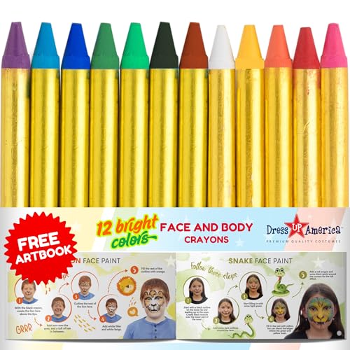 Dress Up America Gesichtsbemalungsstifte – mit Artbook und leicht verständlichen Gesichtsbemalungsdesigns – Halloween-Make-up-Gesichtsbemalungsset für Kinder und Erwachsene von Dress Up America