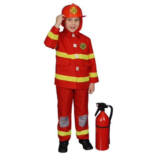 Dress Up America Rotes Feuerwehr Kostüm Kinder- Jungen-Feuerwehrmann-Kleid Für Rollenspiele - Ohne Helm und Feuerlöscher von Dress Up America