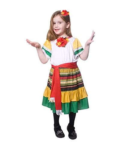 Dress Up America 484-S Tänzerin Kostüm Kleines Mädchen Mexikanische, Mehrfarbig, Größe 4-6 Jahre (Taille: 71-76 Höhe: 99-114 cm) von Dress Up America