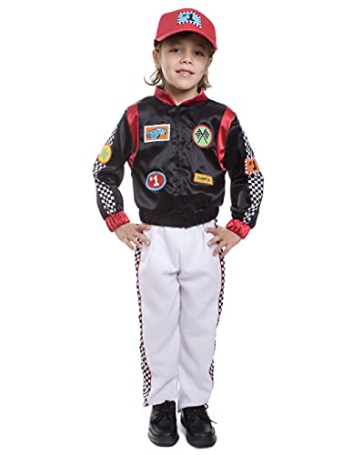 Dress Up America 507-M Rennfahrer Kostüm Kinder-Rennwagenfahrer, Größe 8-10 Jahre (Taille: 76-82 Höhe: 114-127 cm) von Dress Up America