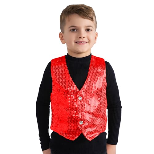 Dress Up America 747-S Rote Paillettenweste für Kinder, Größe 4-6 Jahre (Taille: 71-76 Höhe: 99-114 cm) von Dress Up America