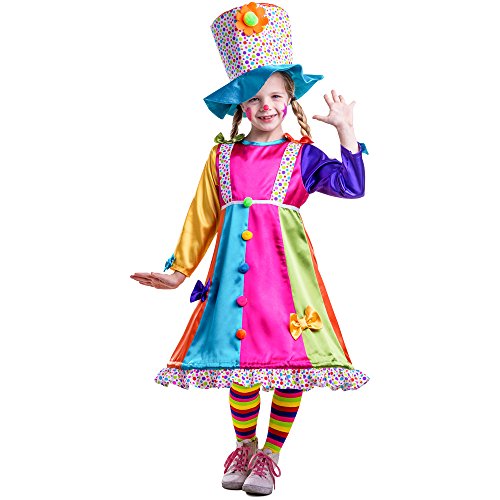 Dress Up America 852-S Polka Dots Clown-Kostüm-Größe klein (4-6 Jahre) Getüpfeltes Clownkostüm für Mädchen, Mehrfarbig, (Taille: 71-76 Höhe: 99-114 cm) von Dress Up America