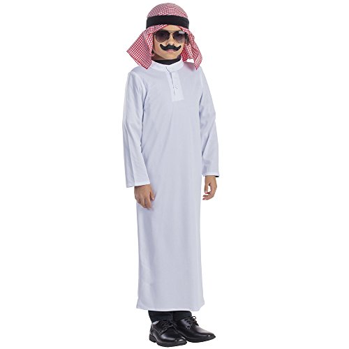 Dress Up America 783-T4 Arabisches Scheich-Kostüm für Kinder, Weiß, Größe 3-4 Jahre (Taille: 66-71 Höhe: 91-99 cm) von Dress Up America