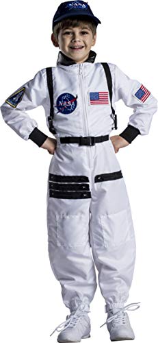 Dress Up America Astronaut Kostüm Kinder – Weißer NASA-Raumanzug für Jungen und Mädchen von Dress Up America