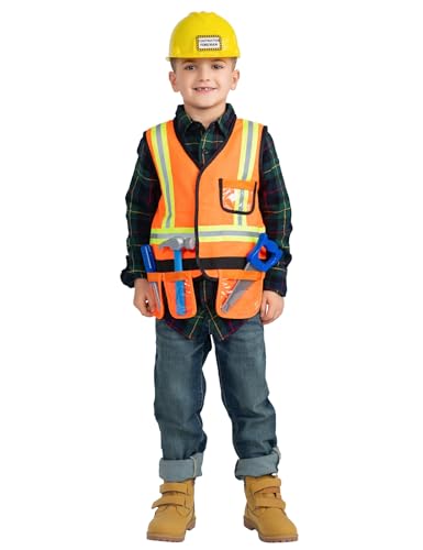 Dress Up America Bauarbeiter-Kostüm-Spielset für Kinder – Bauarbeiter-Kostüm für Jungen und Mädchen (mit Helm) von Dress Up America