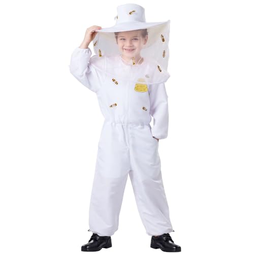 Dress Up America Kostüm Imker Kinder – Weißes Imkerkostüm Für Unisex-Kinder – Enthält Einen Overall Und Eine Mütze Mit Angenähtem Schleier - Rollenspiel Kinder Bienen Kostüm Dress Up America Kostüm Imker Kinder – Weißes Imkerkostüm Für Unisex-Kinder – Enthält Einen Overall Und Eine Mütze Mit Angenähtem Schleier - Rollenspiel Kinder Bienen Kostüm von Dress Up America