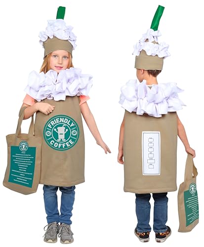 Dress Up America Kaffee Kinder Kostüm - Süßer Cappuccino/Frappuccino/Latte Dress-Up für Jungen und Mädchen von Dress Up America