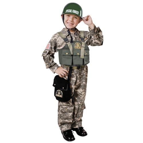 Dress Up America Army Special Forces-Kostümset mit Navy Seal-Helm – Rollenspiel-Armee-Kostüm für Kinder – Kostüm-Militärkostüm von Dress Up America