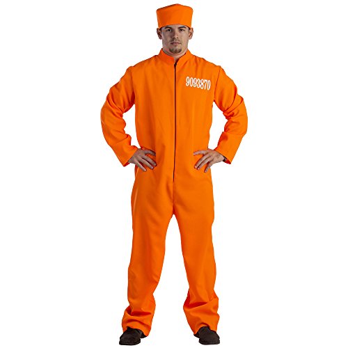 Dress Up America 794-M 1 Erwachsener Häftling Kostüm, Orange, Größe Mittel (Taille: 99-112, Höhe: 165-168 cm, Schrittnaht: 74-79 cm) von Dress Up America