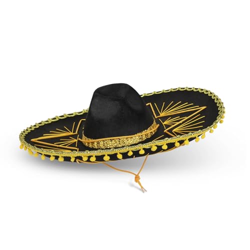 Dress Up America Goldener Sombrero-Hut für Erwachsene – Mexikanische Sombrero-Hüte – Traditionelle Fiesta-Kostümhüte, Gold Dress Up America Goldener Sombrero-Hut für Erwachsene – Mexikanische Sombrero-Hüte – Traditionelle Fiesta-Kostümhüte, Gold von Dress Up America