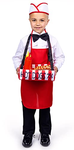 Dress Up America Hot-Dog-Verkäufer-Kostüm – Kinder-Kellner-Kostüm-Set – Halloween-Kostüm für Jungen Dress Up America Hot-Dog-Verkäufer-Kostüm – Kinder-Kellner-Kostüm-Set – Halloween-Kostüm für Jungen von Dress Up America