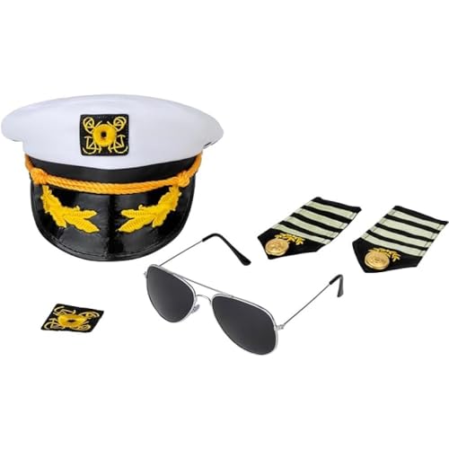 Dress Up America Kapitän-Kostümset – Yachtkapitän-Zubehörset – Bootskapitän-Set für Kinder Dress Up America Kapitän-Kostümset – Yachtkapitän-Zubehörset – Bootskapitän-Set für Kinder von Dress Up America