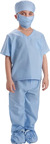 Dress Up America 874B-L Scrub's Pretend Play Outfit Gross (12-14 Jahre) Kinder Doktor Scrubs Fancy Kostüm, blau, (Taille: 86-96 Höhe: 127-145 cm) von Dress Up America