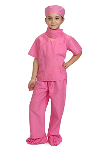 Dress Up America 874P-L Scrub's Pretend Play Outfit Groß (12-14 Jahre) Kinder Doktor Scrubs Fancy Kostüm, rosa, (Taille: 86-96 Höhe: 127-145 cm) von Dress Up America