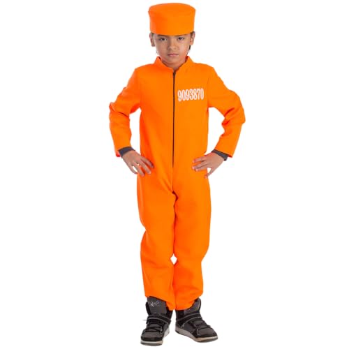 Dress Up America 793-M 1 Kinder-Häftlingstracht, Orange, Größe 8-10 Jahre (Taille: 76-82 Höhe: 114-127 cm) von Dress Up America