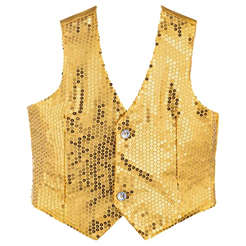 Dress Up America 744-M Gold Weste für Erwachsene Vollständig gefütterte Pailletten, Größe 8-10 Jahre (Taille: 76-82 Höhe: 114-127 cm) von Dress Up America