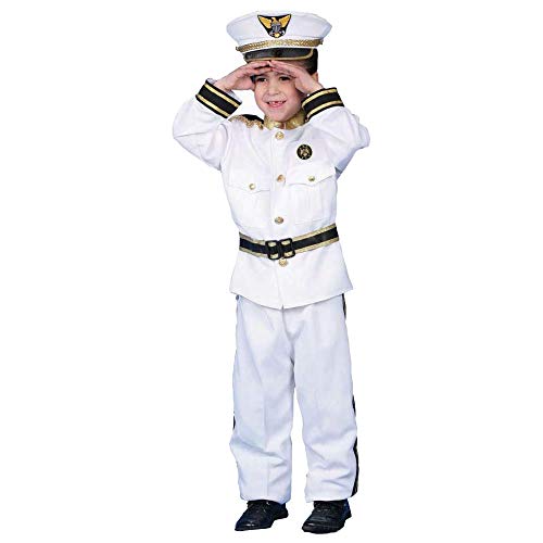 Dress Up America Navy Admiral Kostüm – Weiße Schiffskapitänsuniform für Kinder – Bootskapitänskostüm-Set für Jungen und Mädchen von Dress Up America