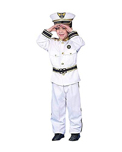 Dress Up America Navy Admiral Kostüm – Weiße Schiffskapitänsuniform für Kinder – Bootskapitänskostüm-Set für Jungen und Mädchen von Dress Up America