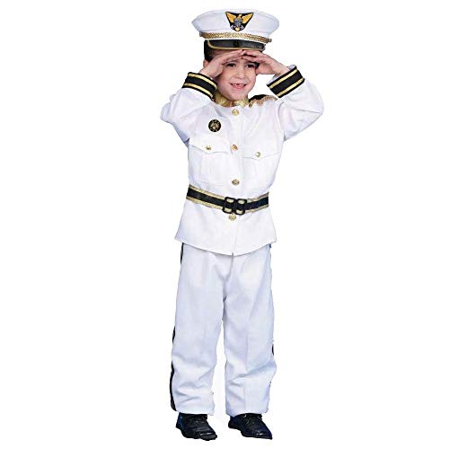 Dress Up America Navy Admiral Kostüm – Weiße Schiffskapitänsuniform für Kinder – Bootskapitänskostüm-Set für Jungen und Mädchen von Dress Up America