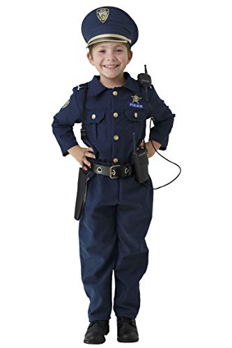 Dress Up America Polizeikostüm für Kinder– Polizeikostüm Kinder Inklusive Hemd, Hose, Hut, Gürtel, Trillerpfeife, Pistolenhalfter und Walkie-Talkie-Cop-Set - Rollenspiel-Polizei Kostüm Kinder von Dress Up America