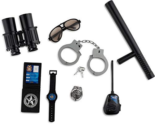 Dress Up America Pretend Police Zubehör-Set für Kinder – Polizisten-Rollenspiel-Set beinhaltet Handschellen mit Schlüsseln, Fernglas, getönte Brille, Cop-Spielzeug für Jungen von Dress Up America