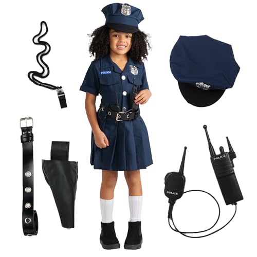 Dress Up America Polizistin-Kostüm für Mädchen – Halloween-Cop-Kostüm für Kinder – Kleid, Mütze und Gürtel-Set Dress Up America Polizistin-Kostüm für Mädchen – Halloween-Cop-Kostüm für Kinder – Kleid, Mütze und Gürtel-Set von Dress Up America