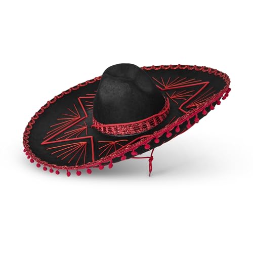 Dress Up America Roter Sombrero-Hut für Erwachsene – Mexikanische Sombrero-Hüte – Traditionelle Fiesta-Kostümhüte Dress Up America Roter Sombrero-Hut für Erwachsene – Mexikanische Sombrero-Hüte – Traditionelle Fiesta-Kostümhüte von Dress Up America
