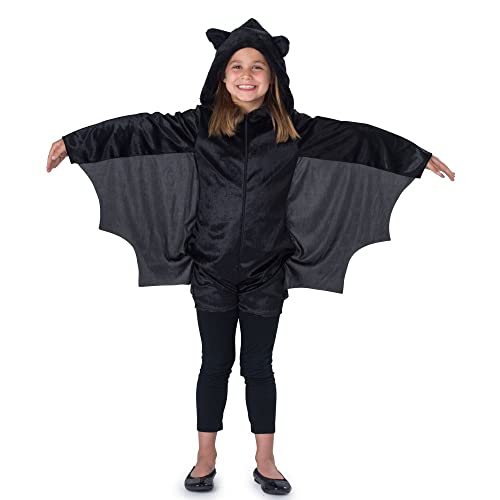 Dress Up America Unisex-Kinder-Fledermaus-Kostüm für Kinder – Mädchen, schwarzer Fledermaus-Overall mit Flügeln – ideal für Rollenspiele und Spaß von Dress Up America