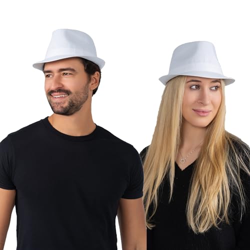 Dress Up America Weißer Unisex-Fedora-Hut für Erwachsene – wunderschönes Anziehset für Rollenspiele von Dress Up America