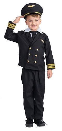Dress Up America Pilotenkostüm für Jungen und Mädchen – Flugkapitänsuniform für Kinder – Rollenspiel- Piloten Kostüm Jungen - Verkleidung für Kinder von Dress Up America