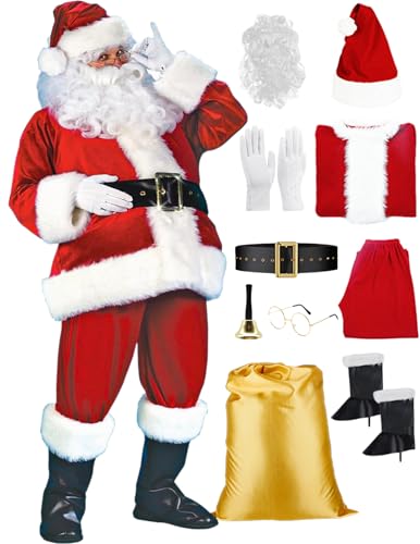 DressVoguer Weihnachtsmann-Kostüm für Herren, 25-teilig, Weihnachtsmann-Kostüm für Herren, Deluxe-Weihnachtsmann-Anzug, Festgleam L, FestGleam L DressVoguer Weihnachtsmann-Kostüm für Herren, 25-teilig, Weihnachtsmann-Kostüm für Herren, Deluxe-Weihnachtsmann-Anzug, Festgleam L, FestGleam L von DressVoguer