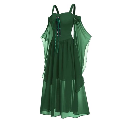 Dressnu Halloween Hexe Halfter Träger Big Swing Kleid Kleider Lange Kleider Grün 3XL Dressnu Halloween Hexe Halfter Träger Big Swing Kleid Kleider Lange Kleider Grün 3XL von Dressnu