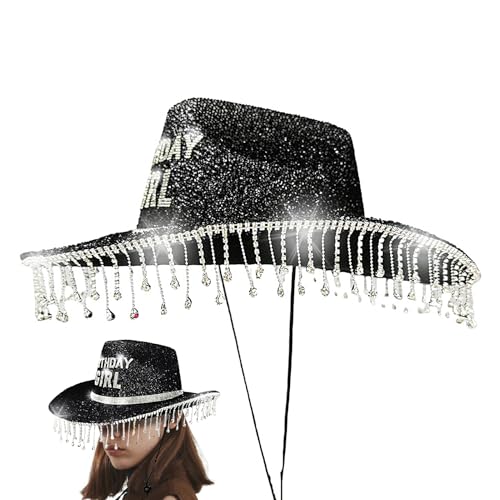 Dreuhuing Cowboyhüte Für Damen | Festliche Geburtstagskappe,Strasssteine Verzierungen Hüte für Erwachsene Festival Reise Urlaub Party Geburtstag Dreuhuing Cowboyhüte Für Damen | Festliche Geburtstagskappe,Strasssteine Verzierungen Hüte für Erwachsene Festival Reise Urlaub Party Geburtstag von Dreuhuing