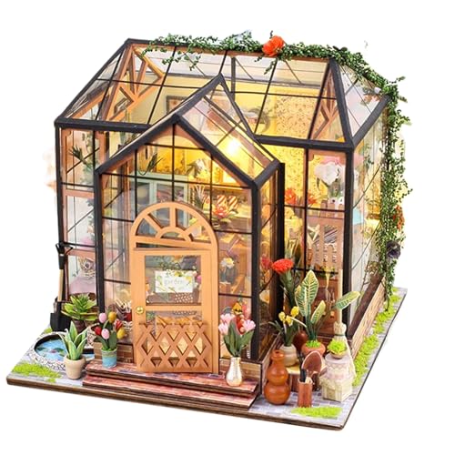 Dreuhuing Miniaturhaus Bausatz | Hausmodell mit Möbeln und Werkzeugkleber | Handgemachtes Gewächshaus aus Holz für Bastelprojekte | Deko für Zuhause und Wohnraum Dreuhuing Miniaturhaus Bausatz | Hausmodell mit Möbeln und Werkzeugkleber | Handgemachtes Gewächshaus aus Holz für Bastelprojekte | Deko für Zuhause und Wohnraum von Dreuhuing