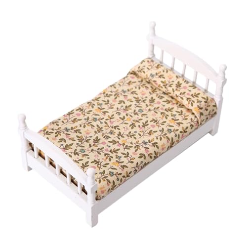 Puppenhaus Bett, Minis Puppen Einzelbett, Miniatur Puppenhausbett Aus, 1: 12 Puppenhaus Schlafzimmer Wohnzimmer PuppenhausZubehör, Puppenhaus Möbel, Mikrolandschaft Dekoration Puppenhaus Bett, Minis Puppen Einzelbett, Miniatur Puppenhausbett Aus, 1: 12 Puppenhaus Schlafzimmer Wohnzimmer PuppenhausZubehör, Puppenhaus Möbel, Mikrolandschaft Dekoration von Dreuhuing