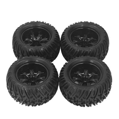 4 Stück 1/10 Off Road RC Reifen, Langlebige Y-Muster 7 Löcher Gummiräder mit Kunststoffnabe für 1/10 RC Autos Ersatzteile von Drfeify