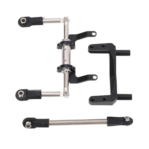 Drfeify 1/10 RC-Servohalterung, Hydraulisches Lenkgestänge-Set aus Aluminiumlegierung, Einstellbare Dämpfung mit RC-Car-Halterung für SCX10-Modelle (Black) von Drfeify