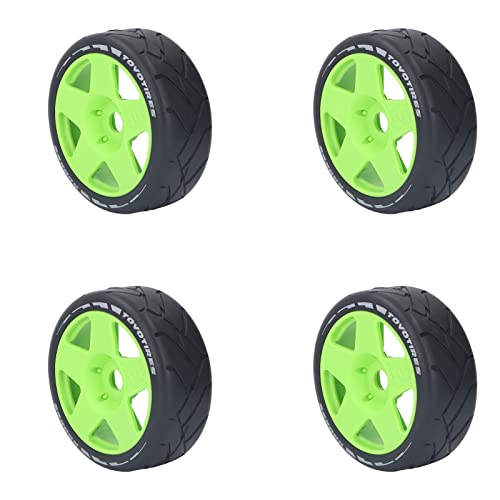 Drfeify 1/8 GT RC-Räder, 4 Stück RC On Road-Räder mit 17-mm-Adapter RC-Ersatzreifen für 1/8 RC On Road-Rennwagen (Green) von Drfeify