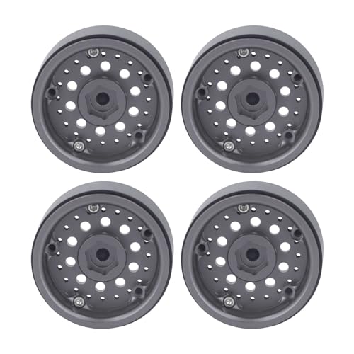 Drfeify 1,9 Zoll RC Beadlock Wheels, Aluminium Beadlock Wheels RC Felgenset für 1/10 RC Crawler (Gray) von Drfeify