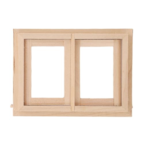 Drfeify 2pcs 1:12 Miniature Puppenhausfenster, Holz nach Außen öffnen 2 Scheibenfenstermodell für Puppenhaus DIY Basteldekoration von Drfeify