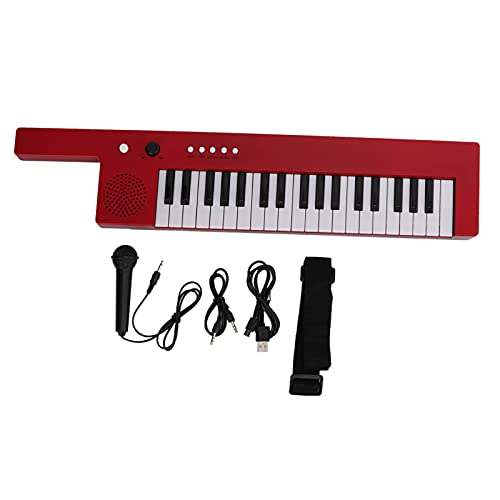 Drfeify 37 Tastatur Klavier, Tragbare Elektronische Gitarrenorgan mit Mikrofon für Anfänger Kinder (BF-3755 rot) von Drfeify