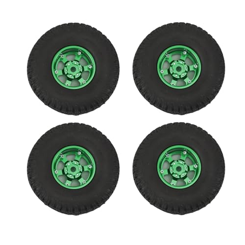 Drfeify 4 Stück 1,9 Zoll RC-Autoreifen, Gummi aus Aluminiumlegierung, Starke Dämpfung, Verschleißfestigkeit, SCX10 RBX10 1/10 Crawler (Green) von Drfeify