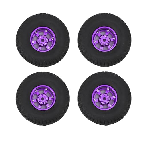 Drfeify 4 Stück 1,9 Zoll RC-Autoreifen, Gummi aus Aluminiumlegierung, Starke Dämpfung, Verschleißfestigkeit, SCX10 RBX10 1/10 Crawler (Purple) von Drfeify